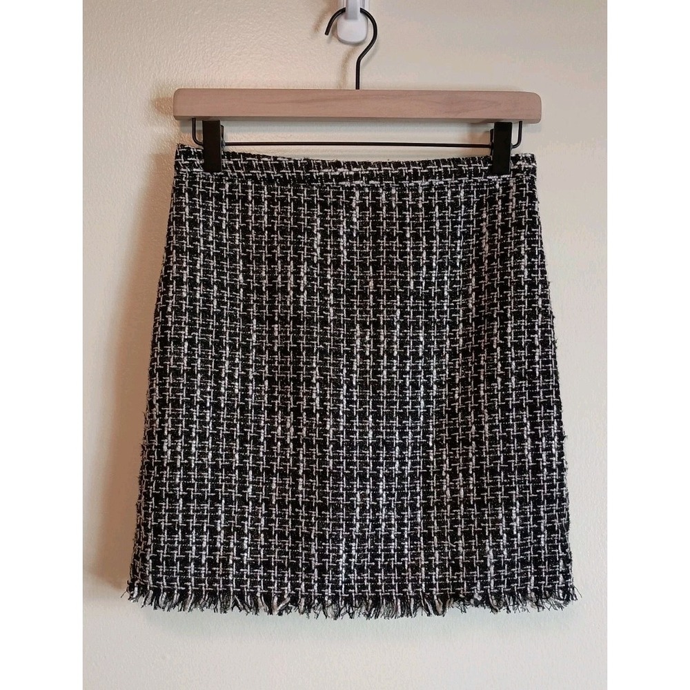House‎ of Harlow 1960 x REVOLVE Tweed Mini Skirt Sz Small | Fringe Hem + Shimmer